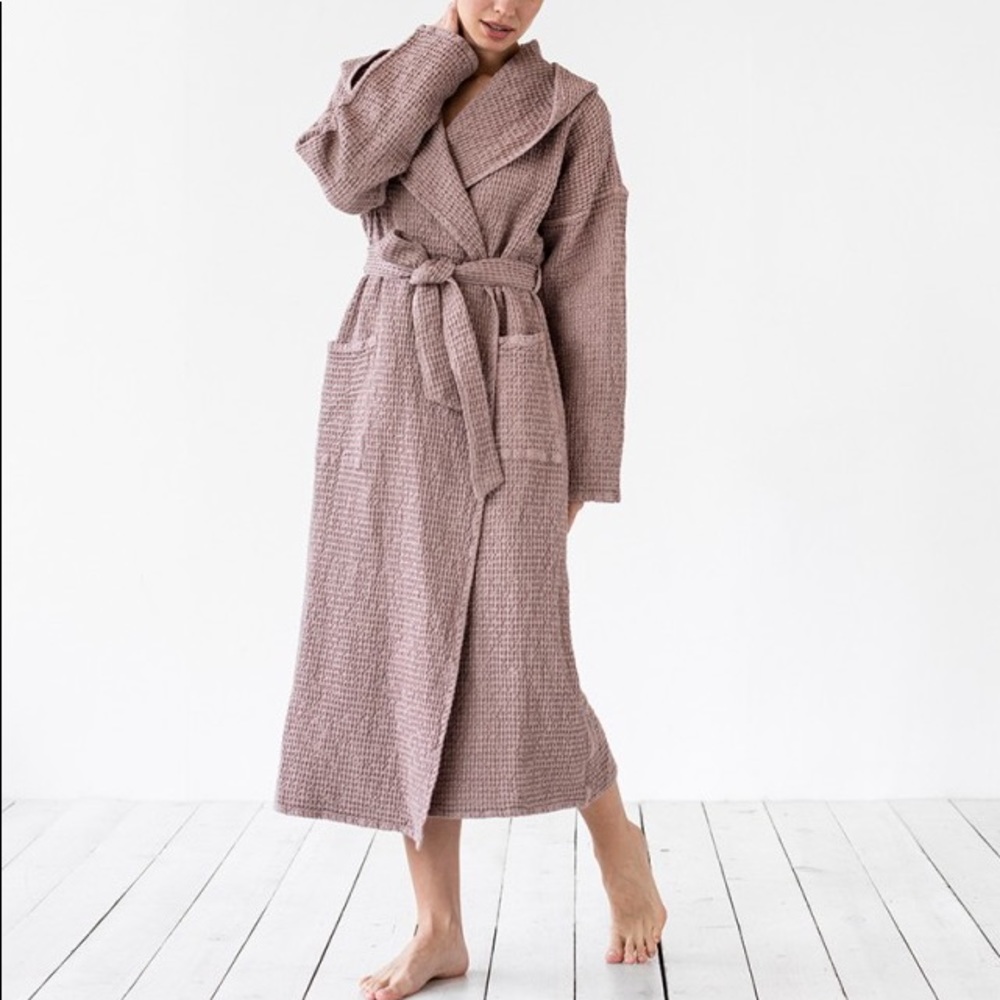 Linen waffle bathrobe - BRAND NEW